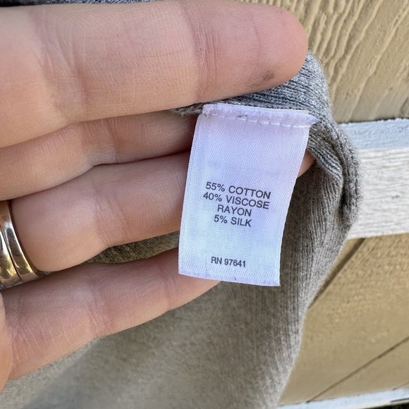 J. Jill Long Gray Ribbed Duster Cardigan Cotton Silk Blend Women’s Size Small - Picture 5 of 5